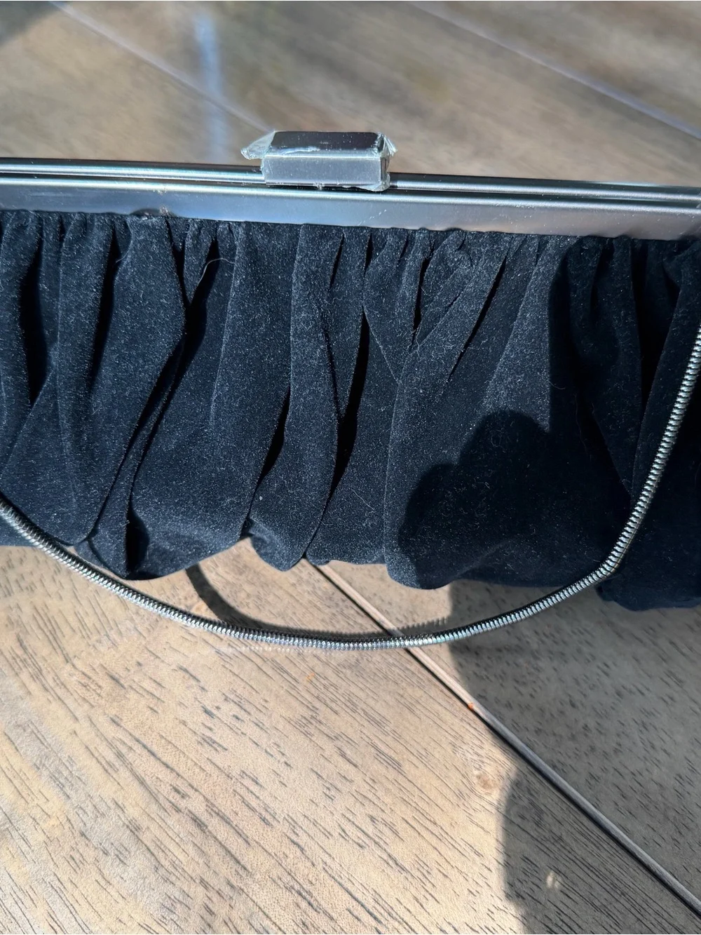Vintage Mary Kay Black Velvet Evening Clutch with Metal Frame